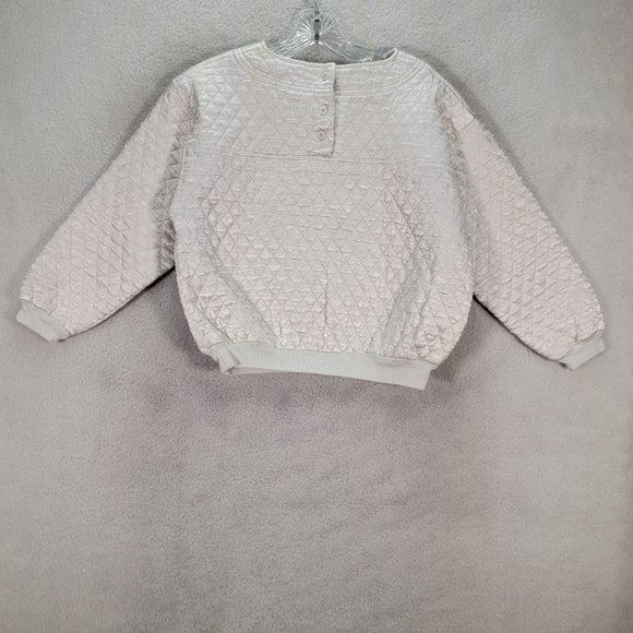 Vintage Tangiers Ivory Satin Shiny Quilted Puffer Unique Street Cropped Sweater - Picture 13 of 16